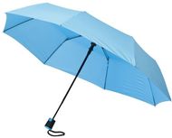 21" Wali-sateenvarjo, taitettava, automaattisesti avautuva, sininen liikelahja logopainatuksella
